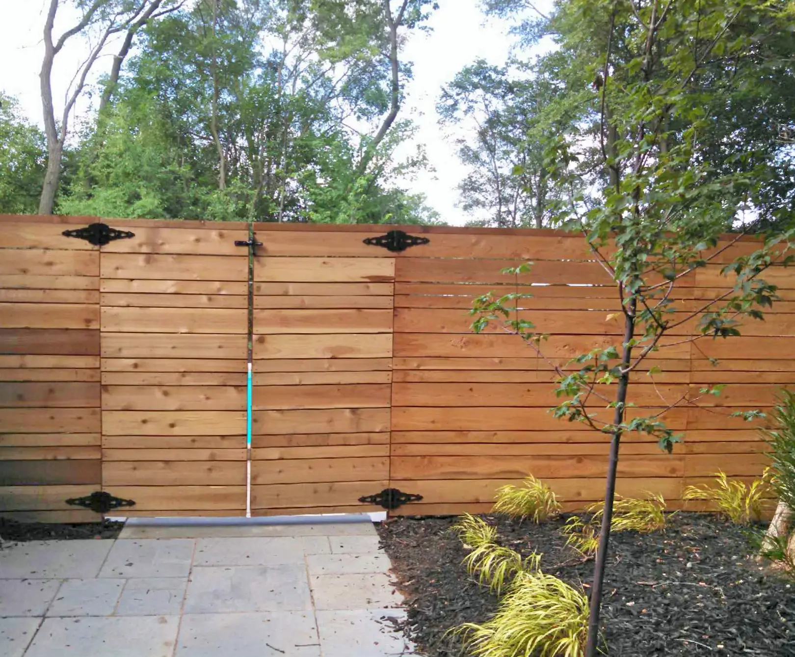 Custom Cedar Horizontal Privacy Fence in Grand Rapids, Michigan.