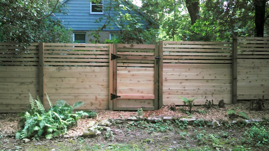 Custom Built Cedar Horizontal Privacy Fence with Gate